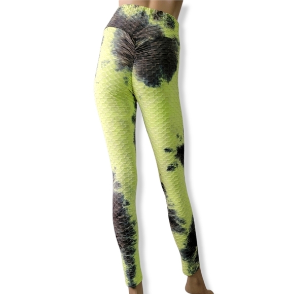 Tik Tok Tye Die Anti-Cellulite Neon Green Leggings - Picture 6 of 9